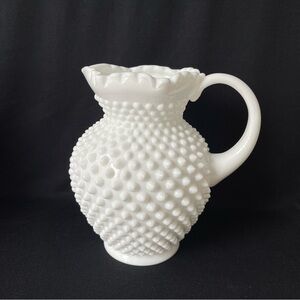 Pitcher - Fenton Hobnail Milk Glass - Vintage